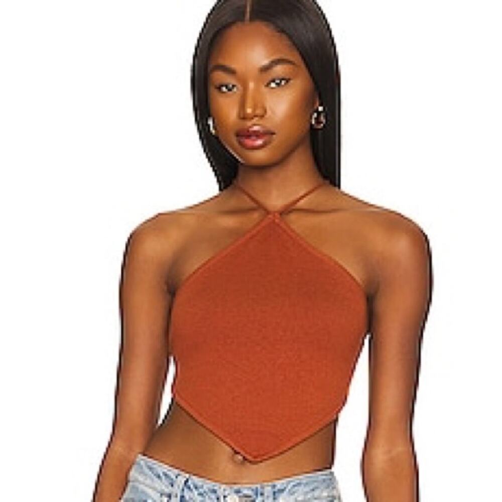 Revolve lovers and friends Waylon Halter Top in Copper Brown sz XS fall crop top